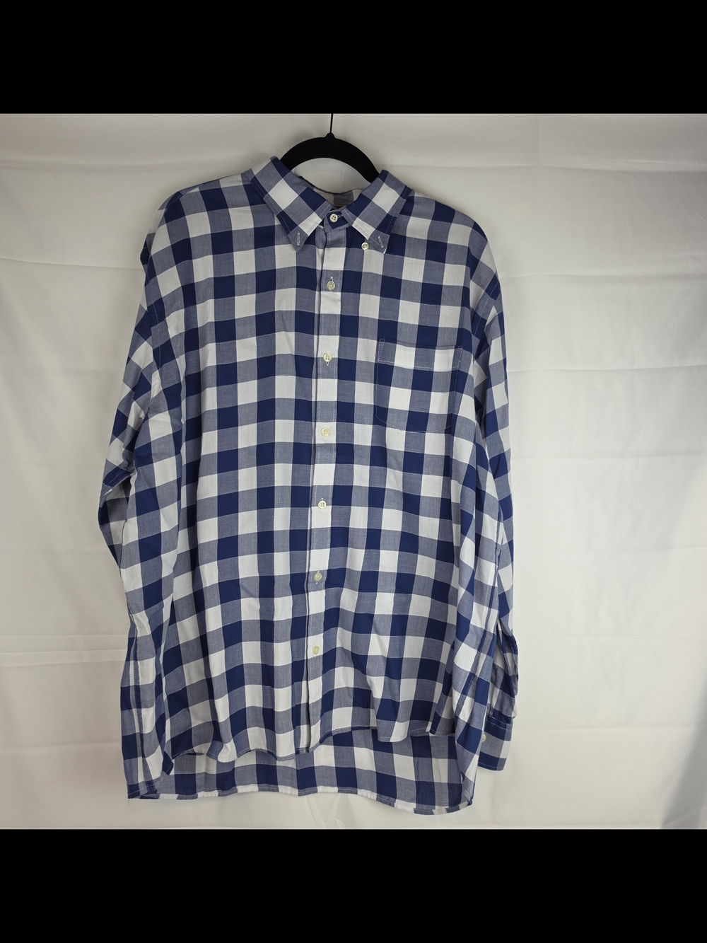 Peter Millar Blue and White Gingham Button-Down Shirt